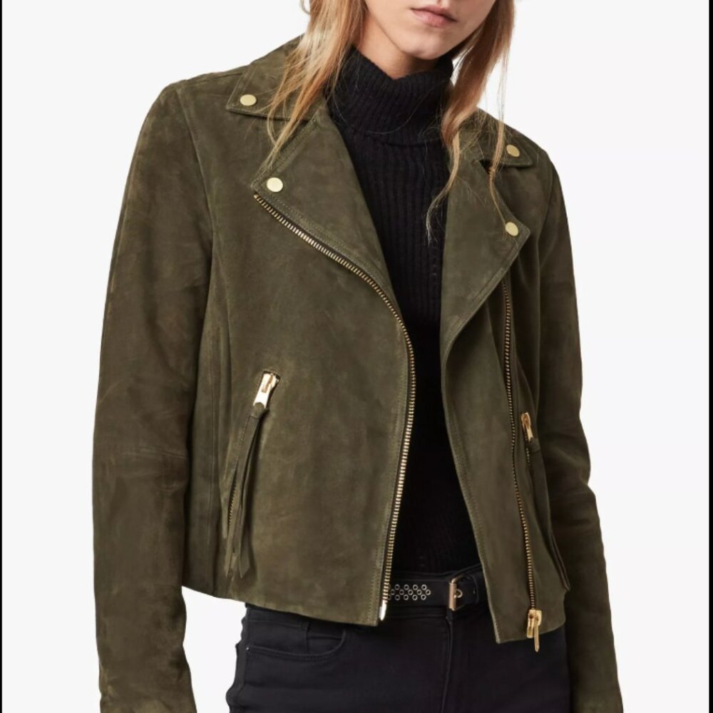 AllSaints suede Dalby biker jacket (NWT)